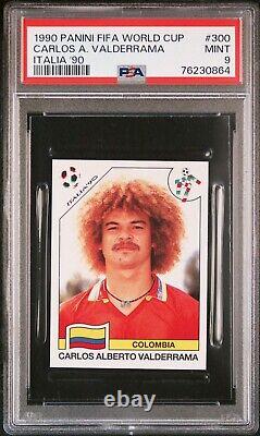 1990 Panini World Cup sticker #300 PSA 9 MINT Colombia Carlos Valderrama Rookie