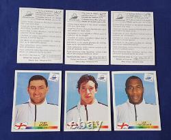 1998 Panini World Cup France 98th World Cup, 467 Adams Sticker, 477 Fowler, 478 Ferdinand
