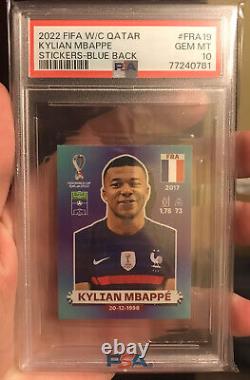 2022 FIFA World Cup Qatar Kylian Mbappe Sticker. Standard. Blue Back. PSA 10